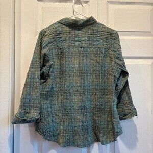Vintage Christopher & Banks Plaid Quarter Length Sleeve Button Up Top - Size XL